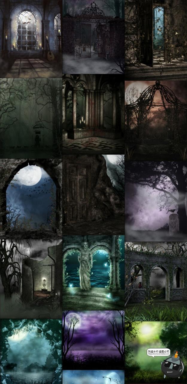图片[4]-哥特风格建筑暗黑场景童话魔幻深林诡异风景JPG图片后期合成素材-设计猿