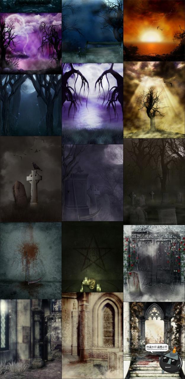 图片[5]-哥特风格建筑暗黑场景童话魔幻深林诡异风景JPG图片后期合成素材-设计猿