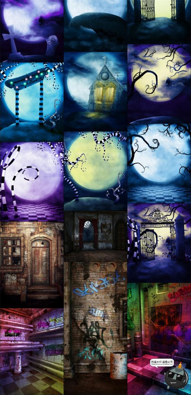 图片[9]-哥特风格建筑暗黑场景童话魔幻深林诡异风景JPG图片后期合成素材-设计猿