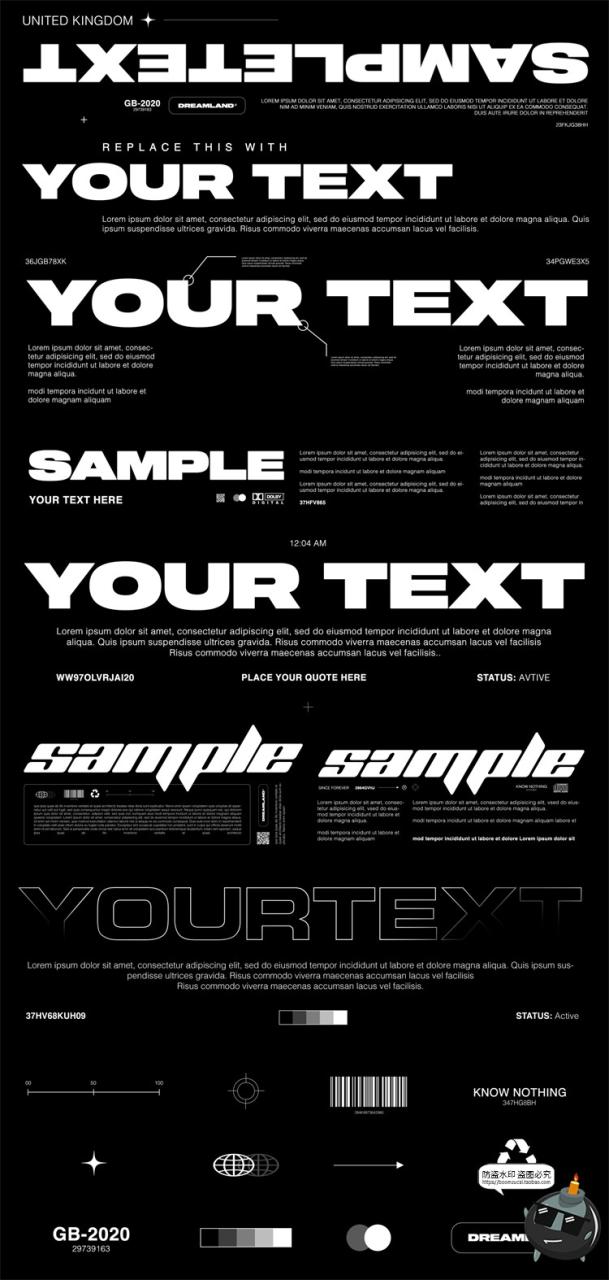 图片[1]-现代极简电影文字标题大字排列海报排版布局PSD模板PS素材附字体-设计猿