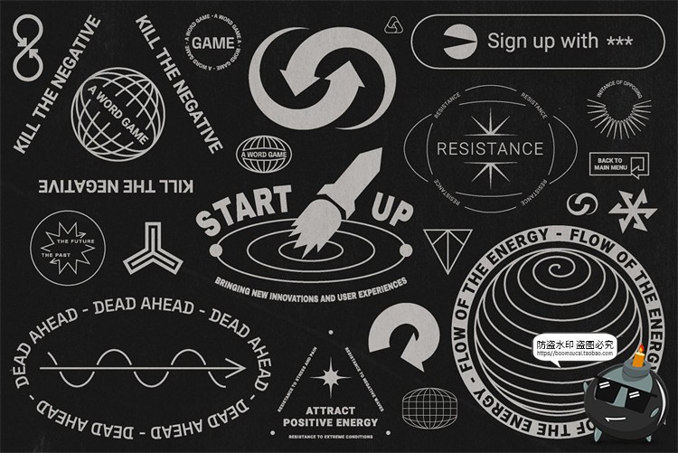 图片[2]-复古酸性Y2K风抽象艺术图形徽标LOGO图标图形AI矢量PNG免抠PS素材-设计猿