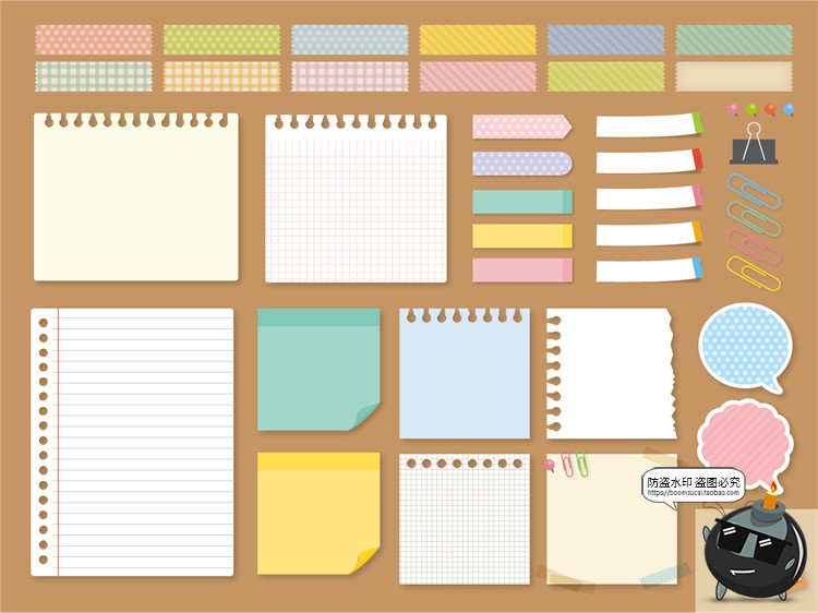 图片[2]-卡通可爱日式手绘便签贴纸便利贴手账透明PNG免抠图案AI矢量素材-设计猿