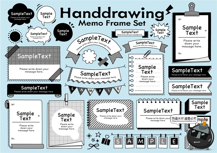 图片[4]-卡通可爱日式手绘便签贴纸便利贴手账透明PNG免抠图案AI矢量素材-设计猿