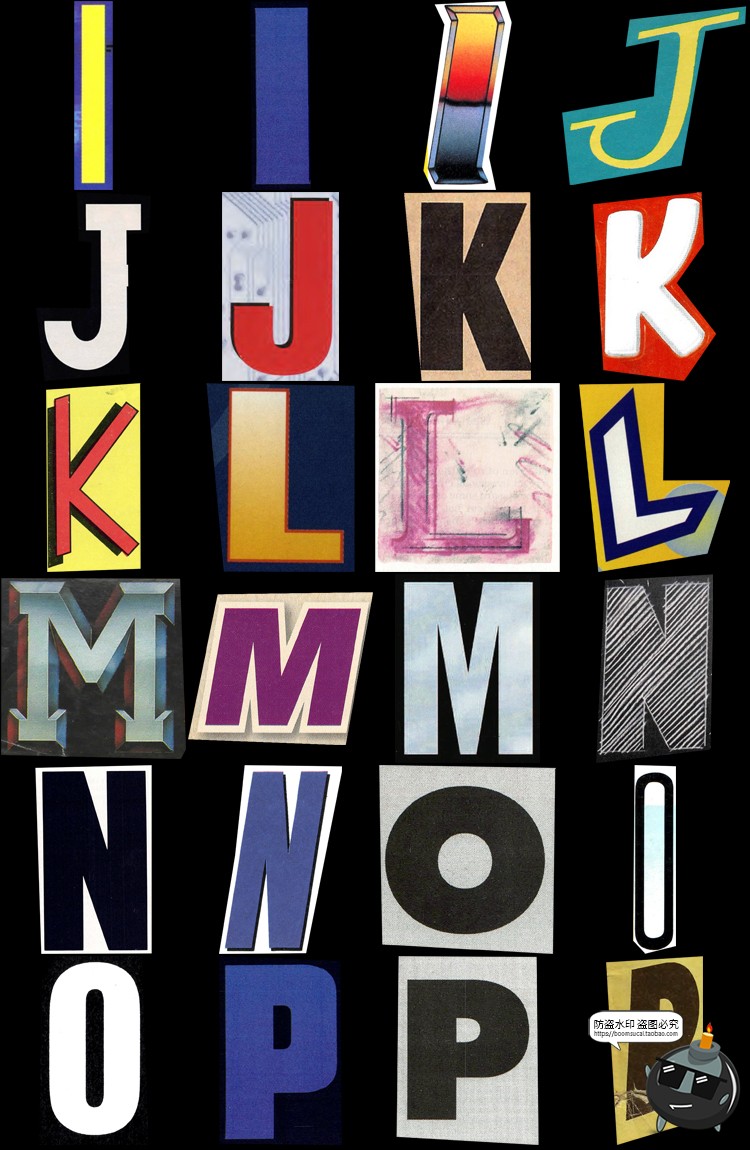 图片[3]-复古英文字母数字拼贴插图插画剪贴画装饰图png免抠图PSD模板素材-设计猿