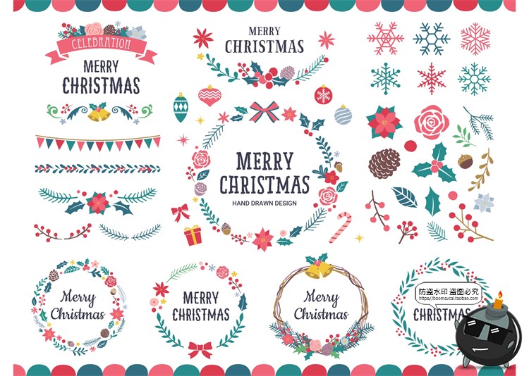 图片[2]-手绘可爱卡通圣诞节新年元素装饰免抠PNG透明图片AI矢量手账素材-设计猿