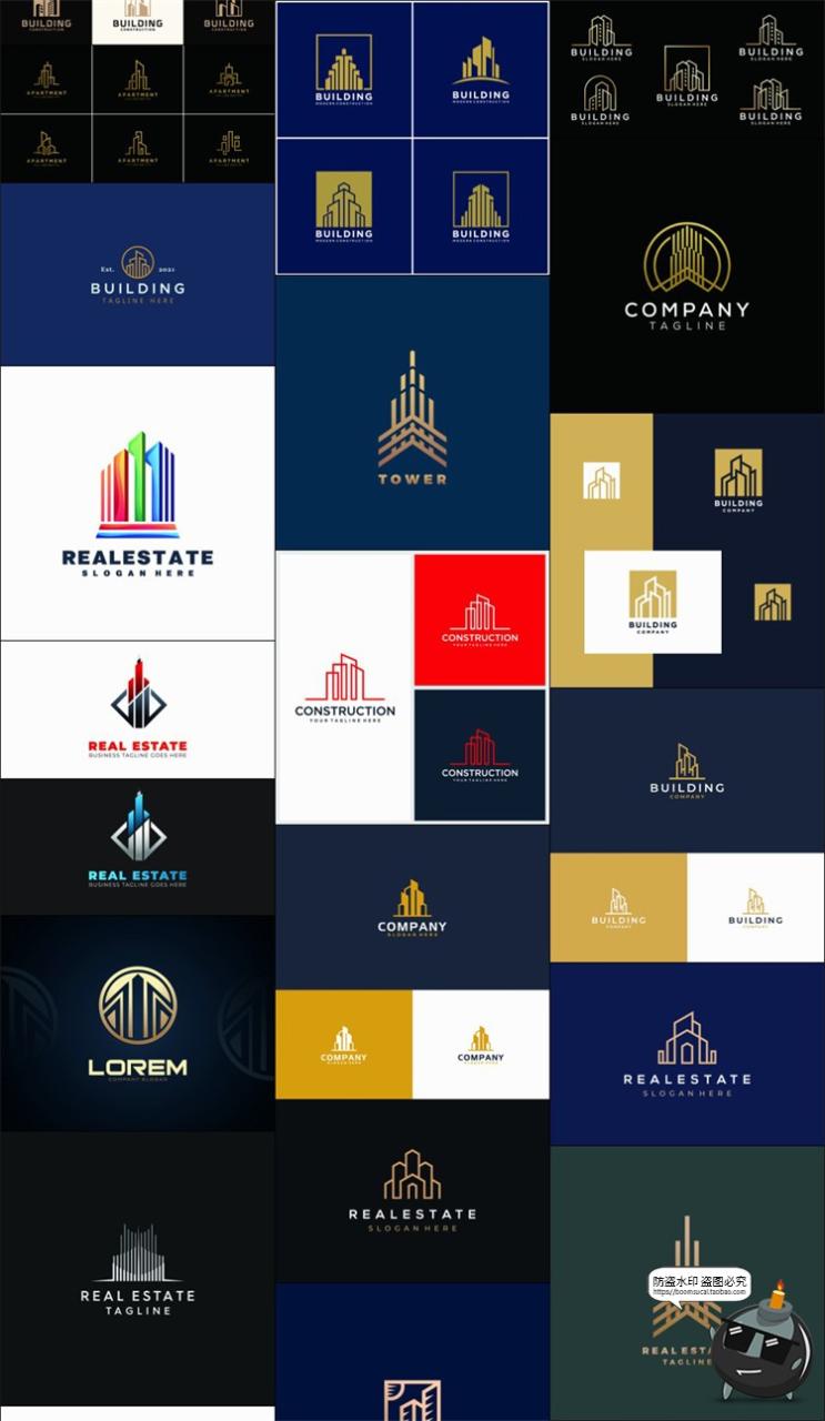 图片[2]-建筑行业logo房地产房子工程几何图标品牌标志图形模板AI矢量素材-设计猿