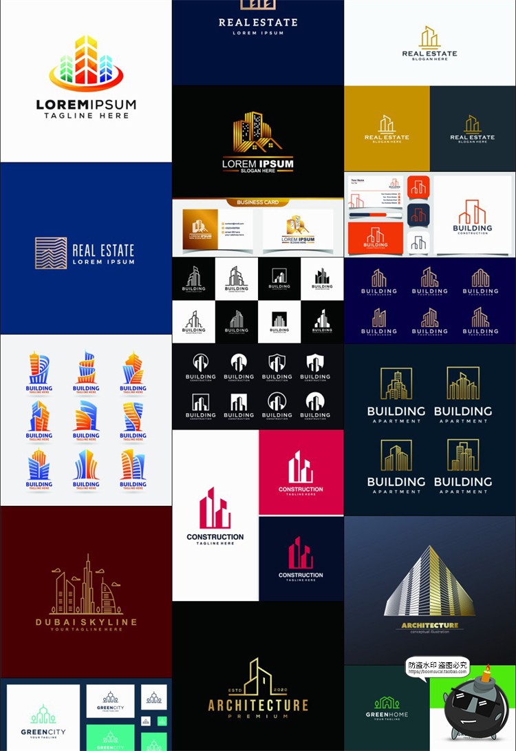 图片[3]-建筑行业logo房地产房子工程几何图标品牌标志图形模板AI矢量素材-设计猿