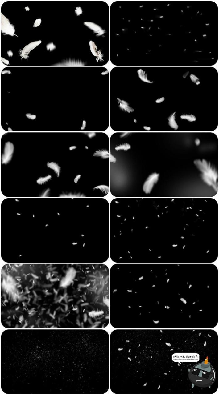 图片[1]-梦幻白色羽毛飘落效果特效照片装饰叠层PNG图片影楼后期合成素材-设计猿