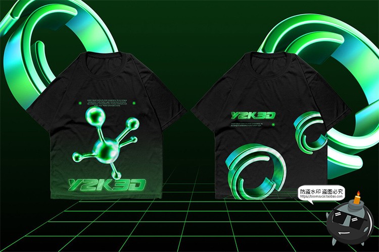 图片[12]-科幻Y2K抽象绿色酸性元素3D立体复古艺术几何图形PNG免抠图片素材-设计猿