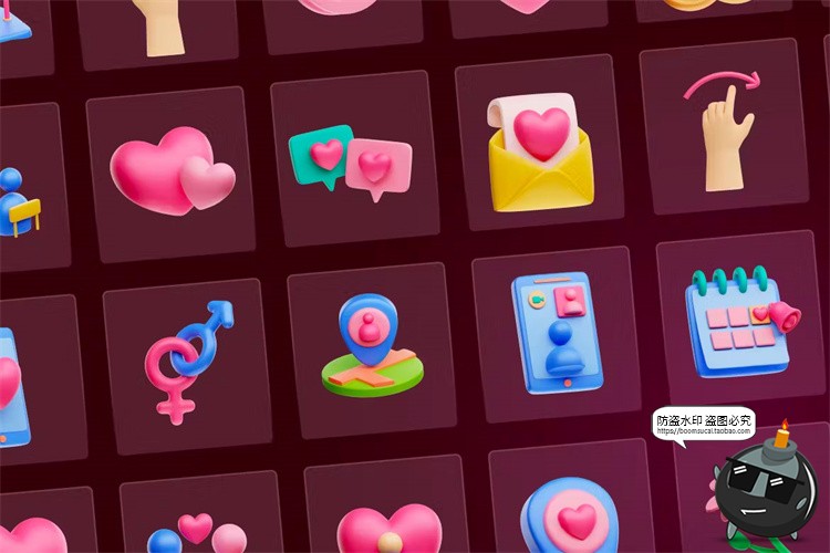 图片[2]-3D情人节爱心情侣礼物恋爱心碎戒指icon图标PNG免抠图片PSD素材-设计猿