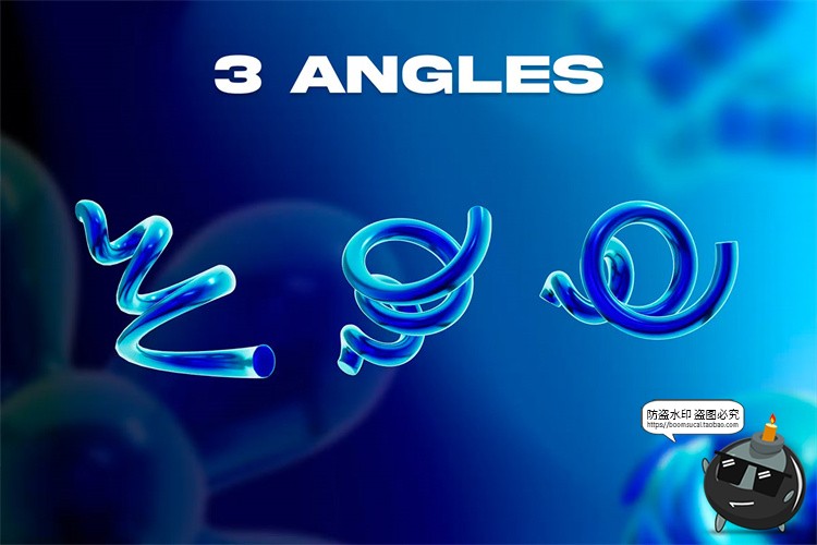 图片[2]-复古Y2K风3D立体几何抽象艺术蓝色图形图标酸性元素PNG免抠图素材-设计猿