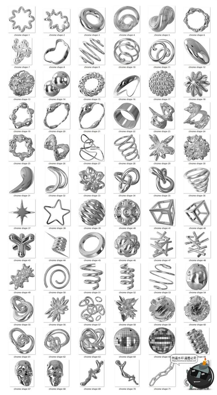 图片[7]-液态机械金属潮流科幻未来镀铬抽象智能创意艺术png免抠图片素材-设计猿