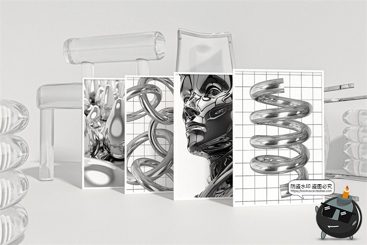 图片[11]-液态机械金属潮流科幻未来镀铬抽象智能创意艺术png免抠图片素材-设计猿