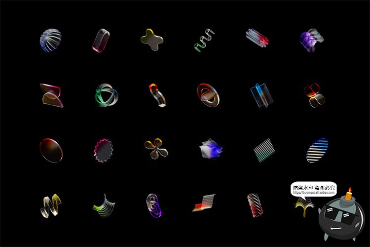 图片[2]-3D渐变半透明亚克力水晶透明板玻璃抽象几何图形PNG免抠图片素材-设计猿