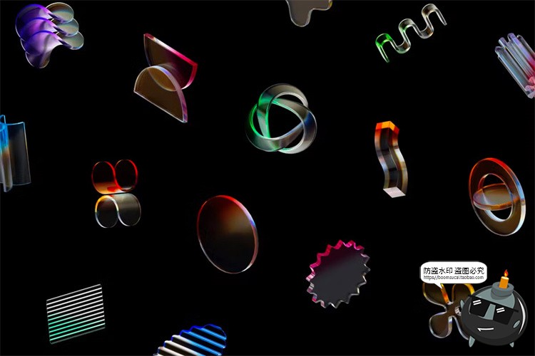 图片[3]-3D渐变半透明亚克力水晶透明板玻璃抽象几何图形PNG免抠图片素材-设计猿