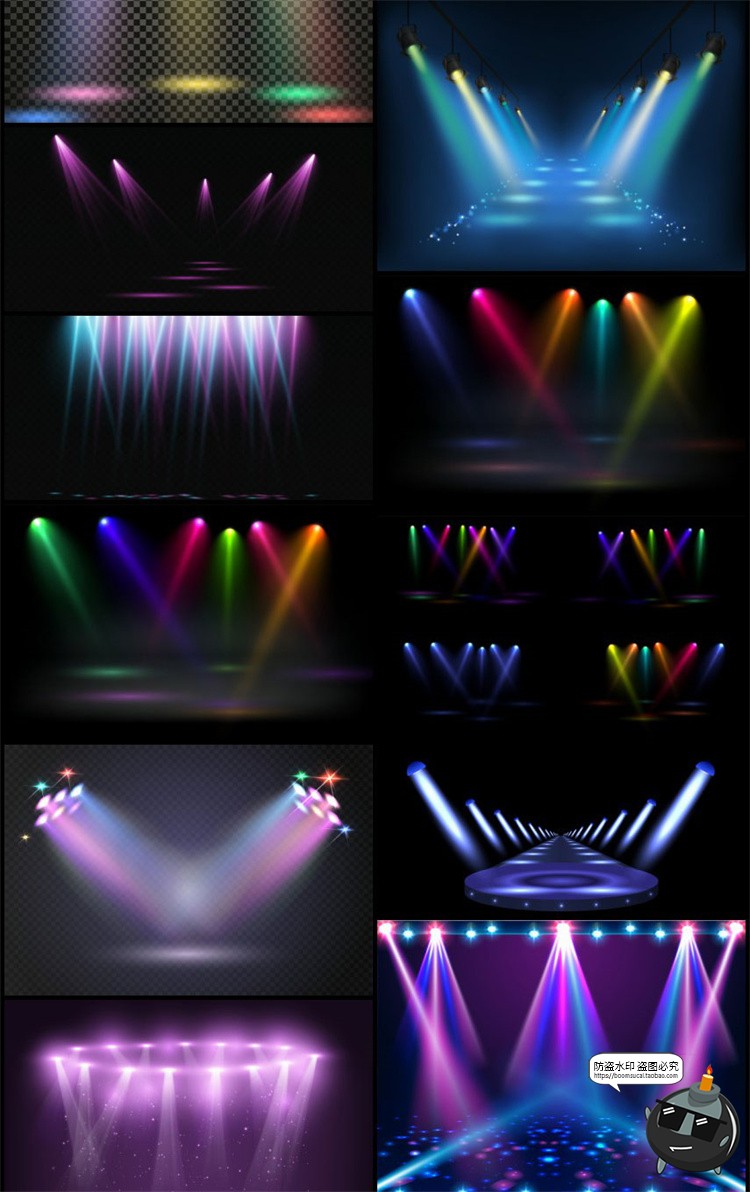 图片[2]-舞台灯光聚光灯光束射灯发光夜店元素效果特效海报背景AI矢量素材-设计猿