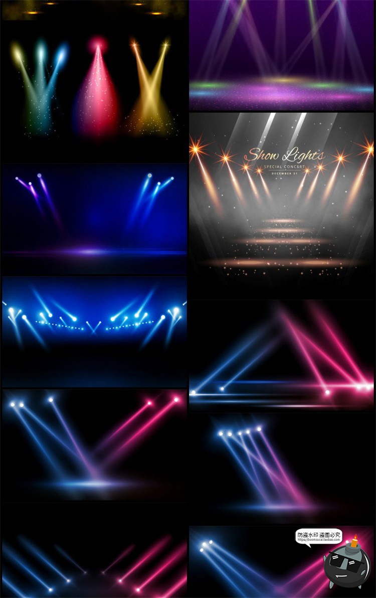 图片[5]-舞台灯光聚光灯光束射灯发光夜店元素效果特效海报背景AI矢量素材-设计猿