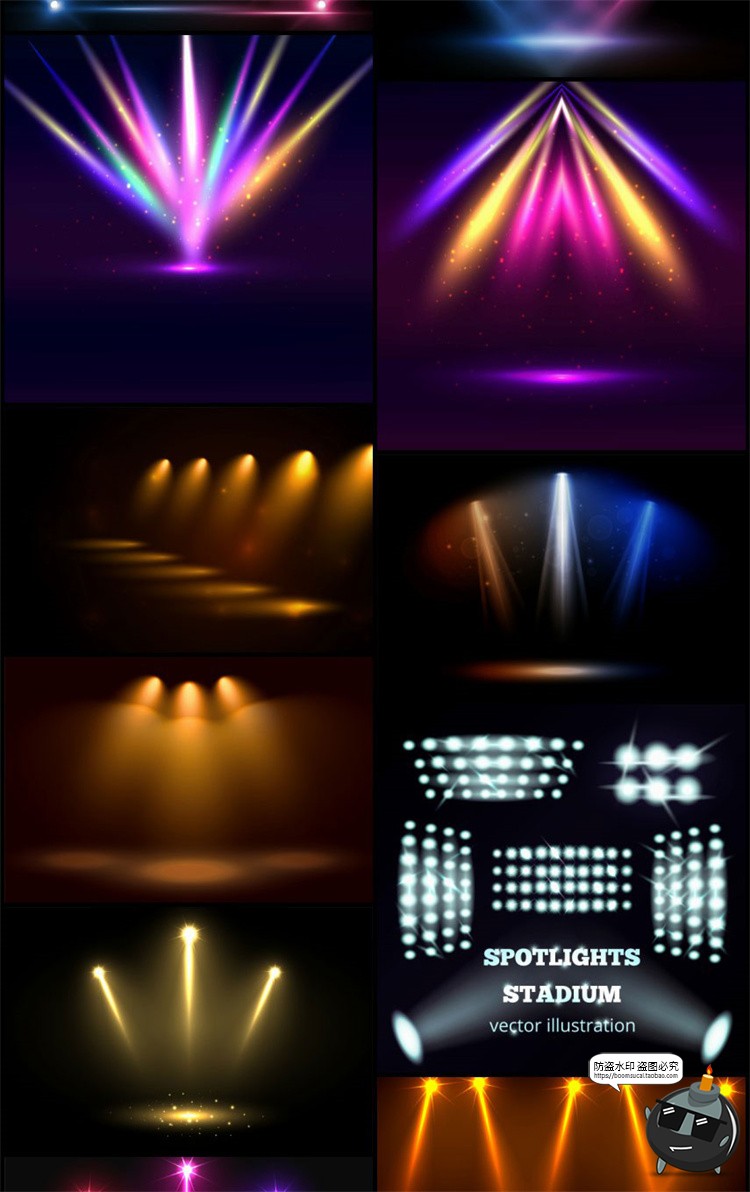 图片[6]-舞台灯光聚光灯光束射灯发光夜店元素效果特效海报背景AI矢量素材-设计猿