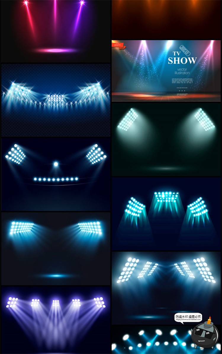 图片[8]-舞台灯光聚光灯光束射灯发光夜店元素效果特效海报背景AI矢量素材-设计猿