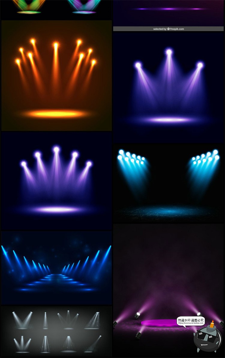 图片[9]-舞台灯光聚光灯光束射灯发光夜店元素效果特效海报背景AI矢量素材-设计猿