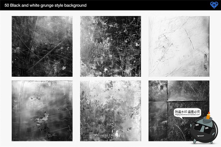 图片[3]-做旧划痕黑白单色故障抽象艺术肌理背景底纹后期合成JPG图片素材-设计猿