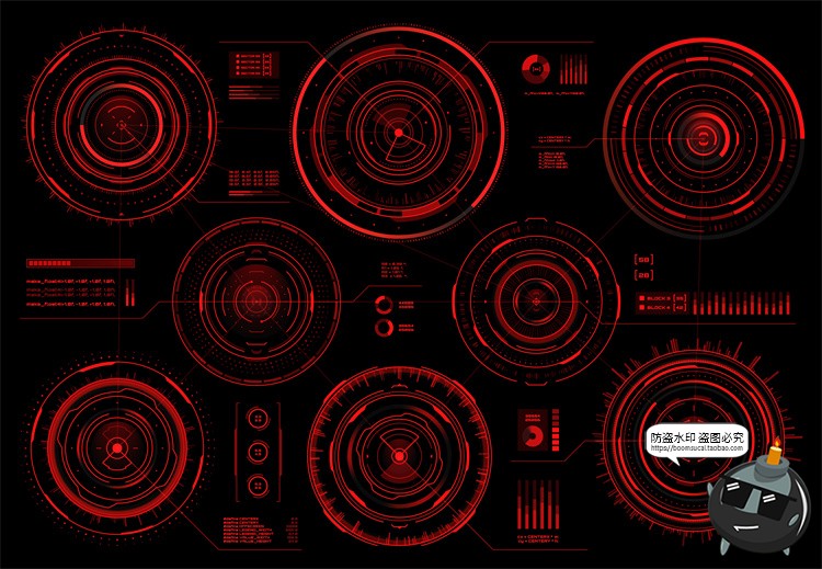 图片[10]-危险警告信号HUD红色科技边框提醒弹窗元素交互界面矢量图AI素材-设计猿