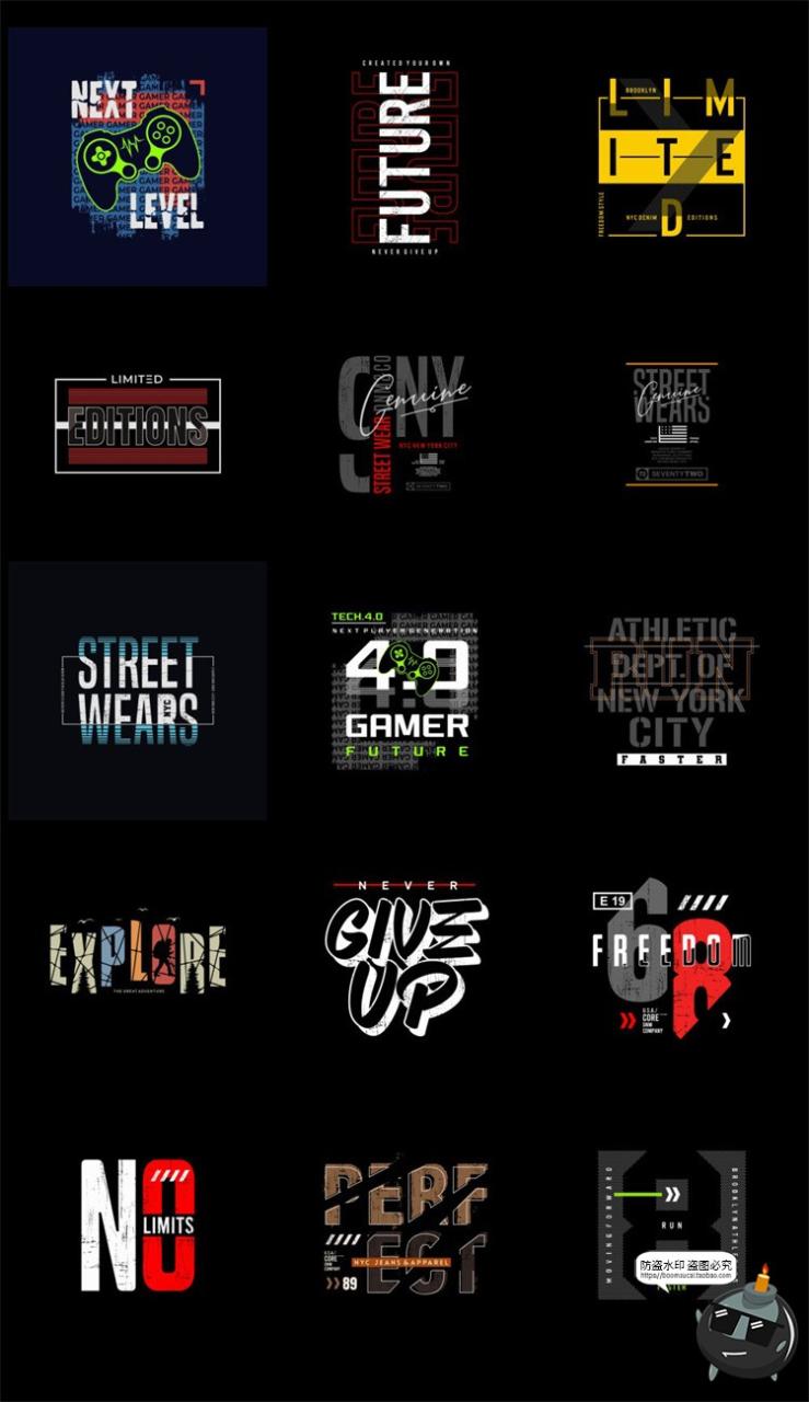 图片[2]-经典美式复古字母数字潮流服饰T恤卫衣印花装饰图案AI矢量图素材-设计猿