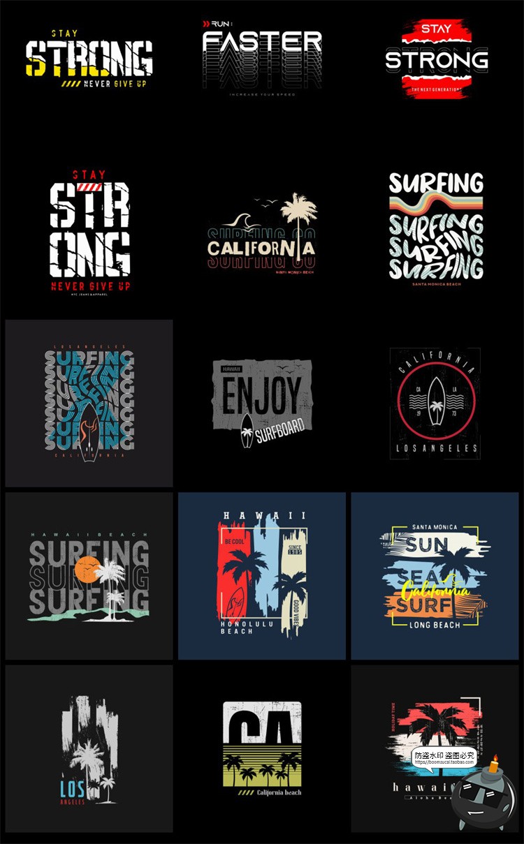 图片[5]-经典美式复古字母数字潮流服饰T恤卫衣印花装饰图案AI矢量图素材-设计猿