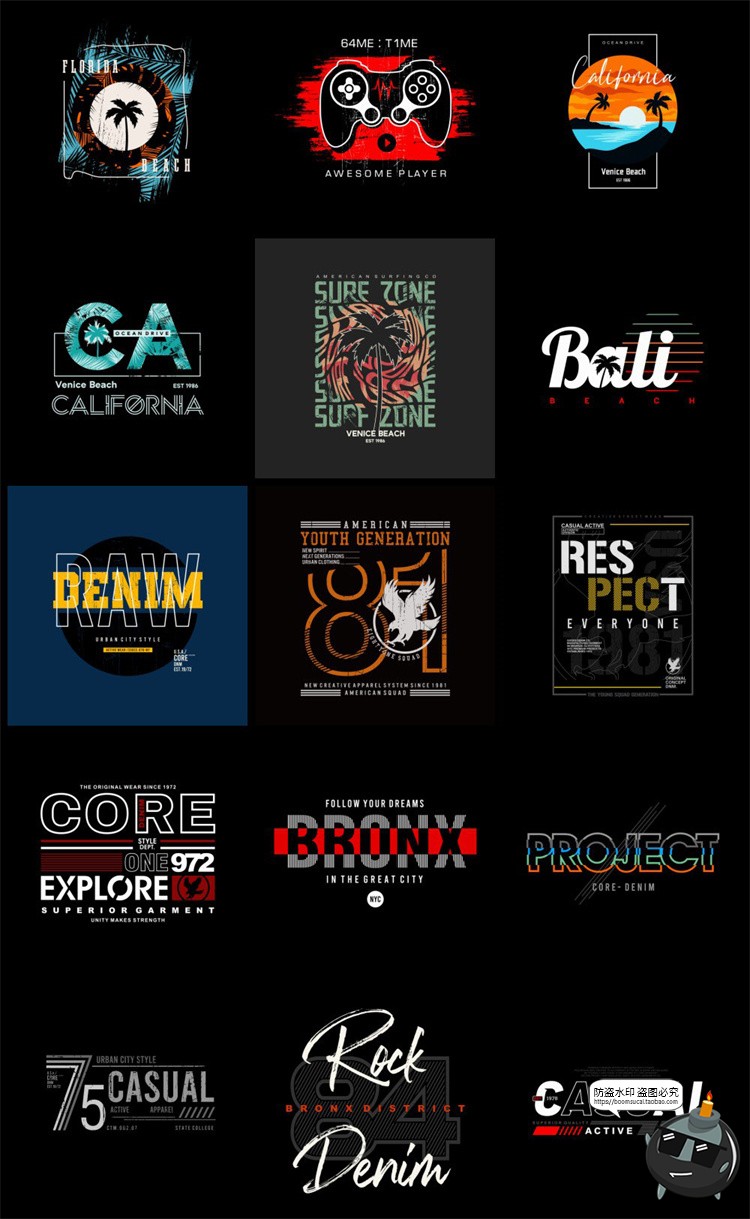 图片[6]-经典美式复古字母数字潮流服饰T恤卫衣印花装饰图案AI矢量图素材-设计猿