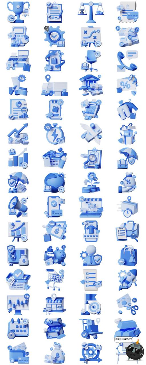 图片[2]-立体商业营销总结汇报创意3D卡通icon图标PNG免抠PSD+Blend素材-设计猿