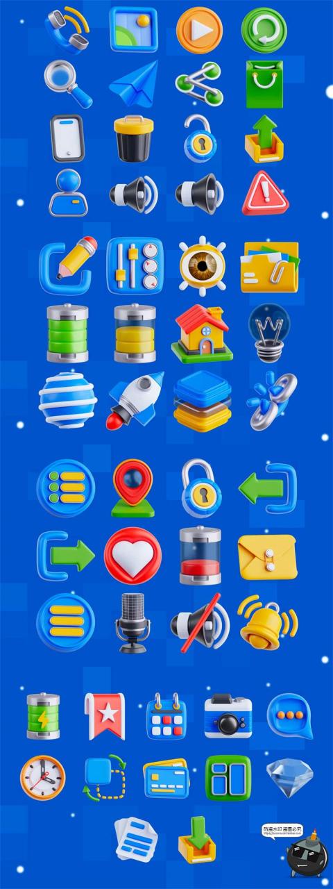 图片[2]-趣味3D卡通操作系统UI界面个人中心后台PNG常用icon图标OBJ素材-设计猿