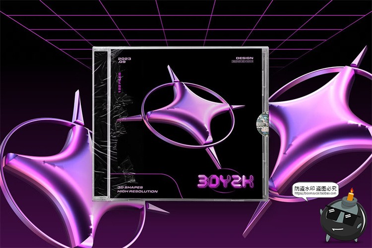 图片[11]-未来科幻Y2K赛博朋克3D抽象艺术几何图形PNG免抠拼贴装饰元素素材-设计猿