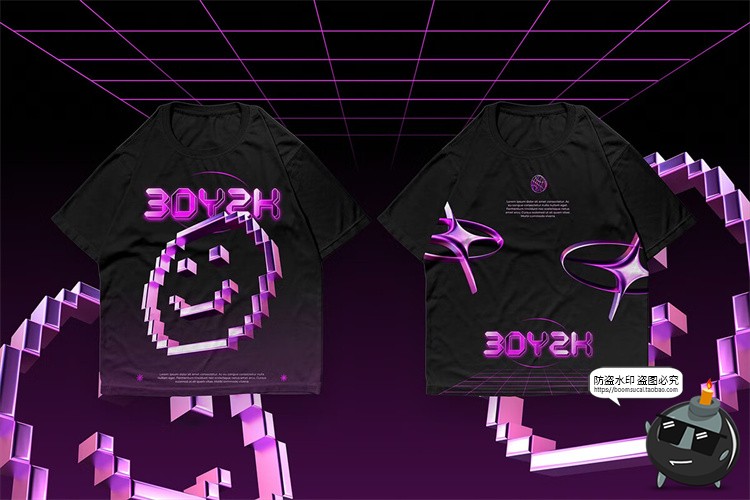 图片[12]-未来科幻Y2K赛博朋克3D抽象艺术几何图形PNG免抠拼贴装饰元素素材-设计猿