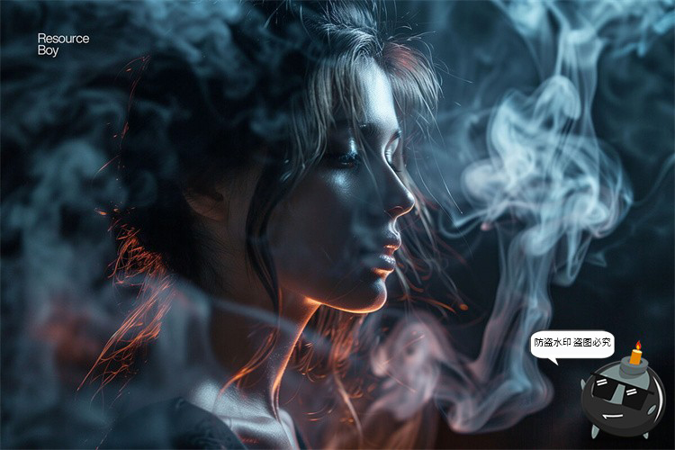 图片[4]-高清抽象艺术黑白单色烟雾云雾烟尘雾气背景底纹JPG图片后期素材-设计猿