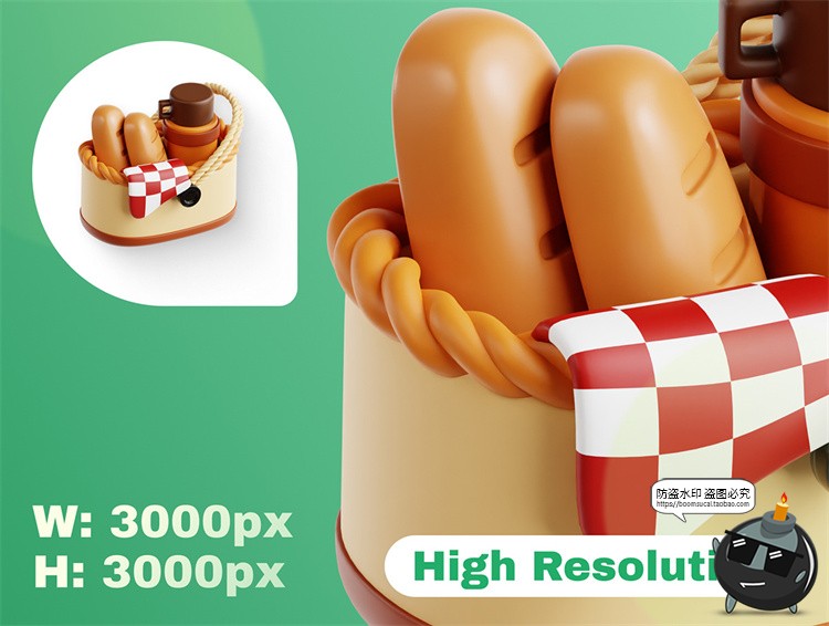 图片[3]-趣味卡通春天春季春游元素3D icon图标png免抠图片OBJ+blend素材-设计猿