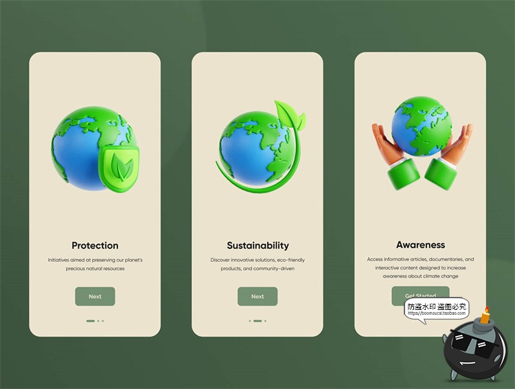 图片[4]-卡通地球绿色能源3D环保低碳节能插图画PNG免抠OBJ图标blend素材-设计猿