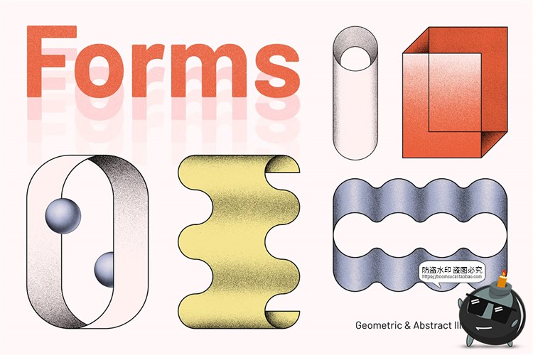 图片[1]-半调复古潮流时尚抽象线条噪点颗粒艺术几何图形png免抠图片素材-设计猿