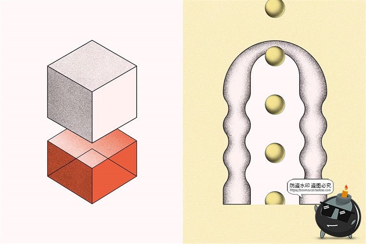 图片[10]-半调复古潮流时尚抽象线条噪点颗粒艺术几何图形png免抠图片素材-设计猿