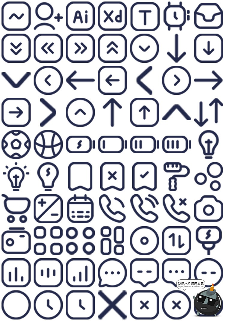 图片[5]-用户界面软件系统App网页个人中心通用基础AI线性icon图标PNG素材-设计猿