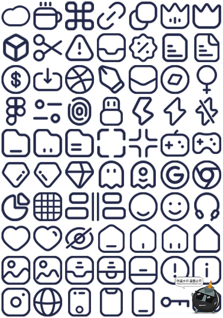 图片[6]-用户界面软件系统App网页个人中心通用基础AI线性icon图标PNG素材-设计猿