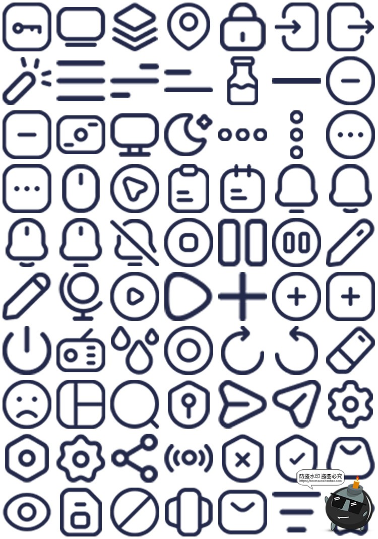 图片[7]-用户界面软件系统App网页个人中心通用基础AI线性icon图标PNG素材-设计猿