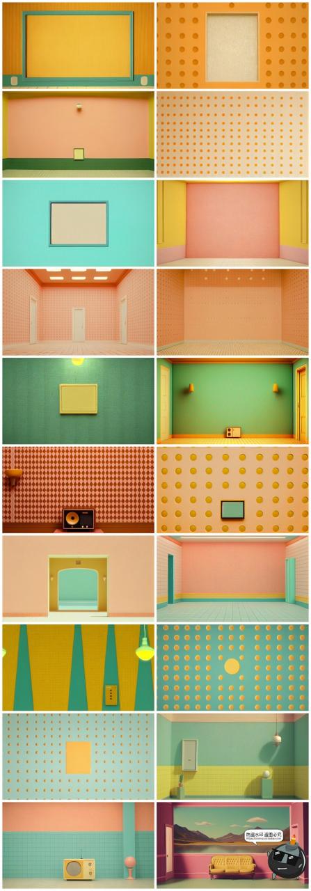 图片[4]-复古极简艺术电影室内墙纸客厅家居场景温暖色调背景JPG图片素材-设计猿