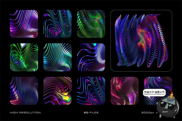 图片[2]-科幻未来金属光泽扭曲条纹渐变镭射科技背景底纹高清JPG图片素材-设计猿