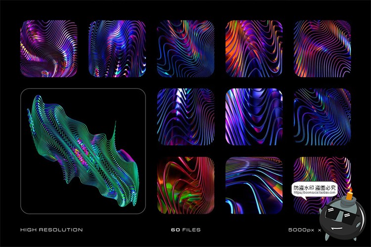 图片[3]-科幻未来金属光泽扭曲条纹渐变镭射科技背景底纹高清JPG图片素材-设计猿