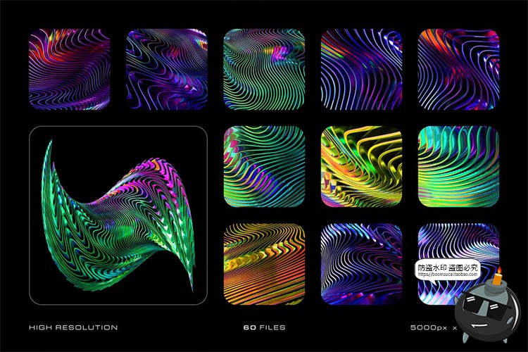 图片[5]-科幻未来金属光泽扭曲条纹渐变镭射科技背景底纹高清JPG图片素材-设计猿