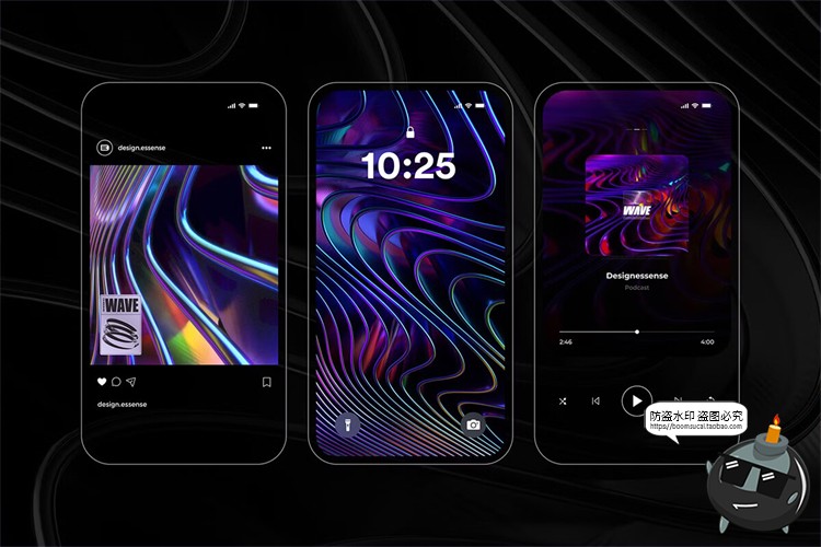 图片[7]-科幻未来金属光泽扭曲条纹渐变镭射科技背景底纹高清JPG图片素材-设计猿