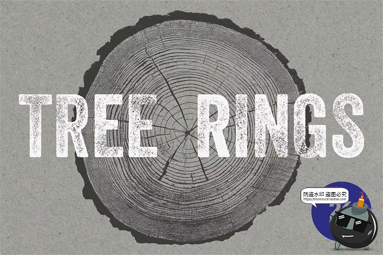 图片[1]-黑白圆形树木年轮纹理背景叠加后期合成装饰元素图片PNG免抠素材-设计猿