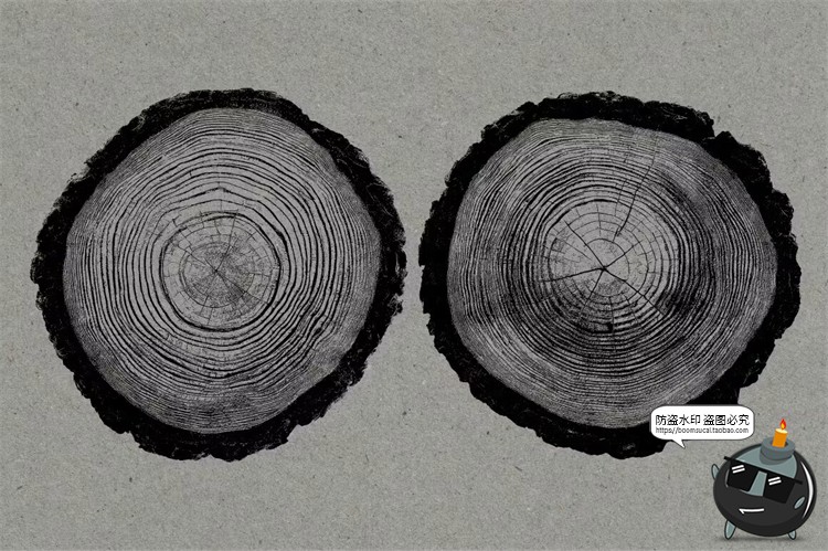 图片[5]-黑白圆形树木年轮纹理背景叠加后期合成装饰元素图片PNG免抠素材-设计猿