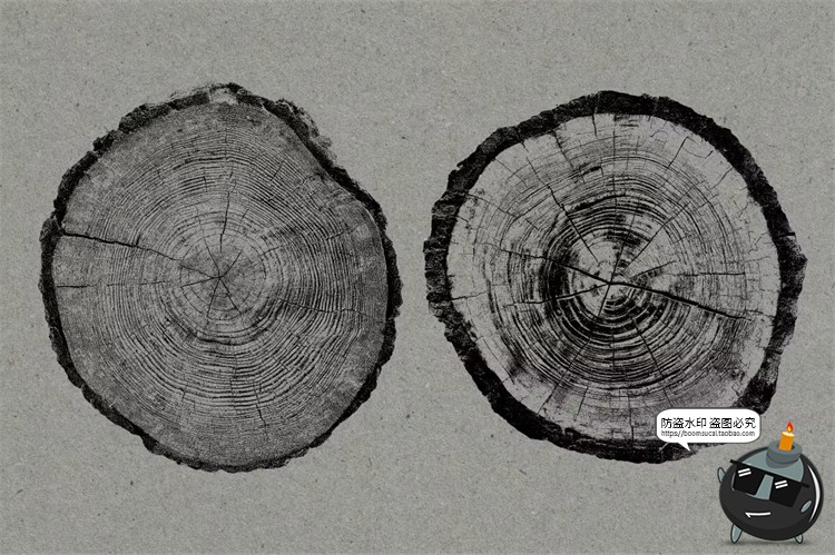 图片[6]-黑白圆形树木年轮纹理背景叠加后期合成装饰元素图片PNG免抠素材-设计猿