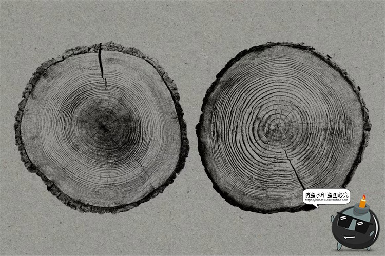 图片[7]-黑白圆形树木年轮纹理背景叠加后期合成装饰元素图片PNG免抠素材-设计猿